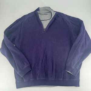 Tommy Bahama Mens Purple Quarter Zip Pullover Sweater Mock Neck XL